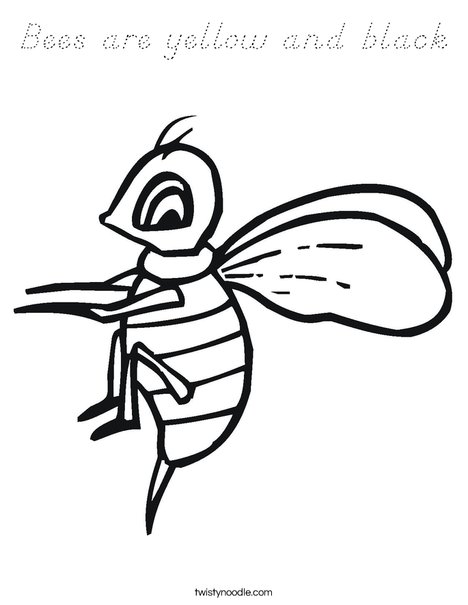 Bees are yellow and black Coloring Page - D'Nealian - Twisty Noodle