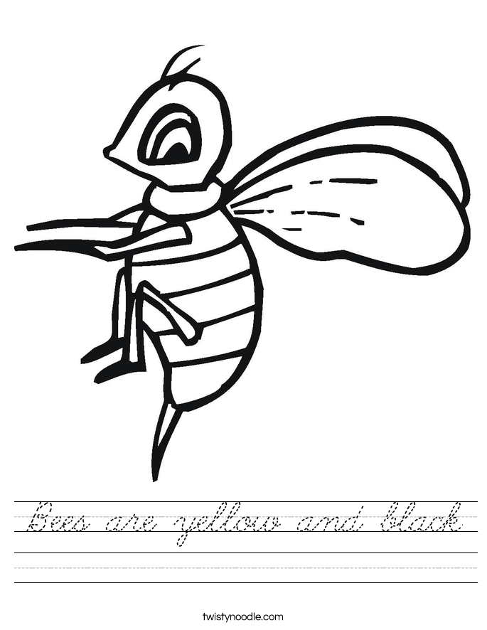 Bees are yellow and black Worksheet