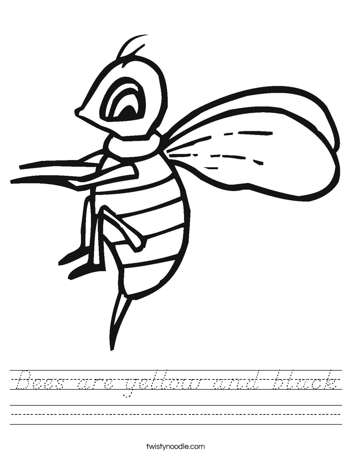 Bees are yellow and black Worksheet