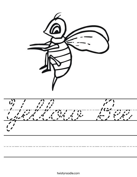 Yellow Bee Worksheet