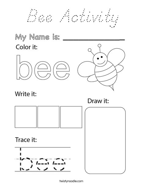 Bee Activity Coloring Page
