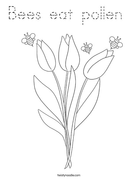 Bee and Flower Coloring Page