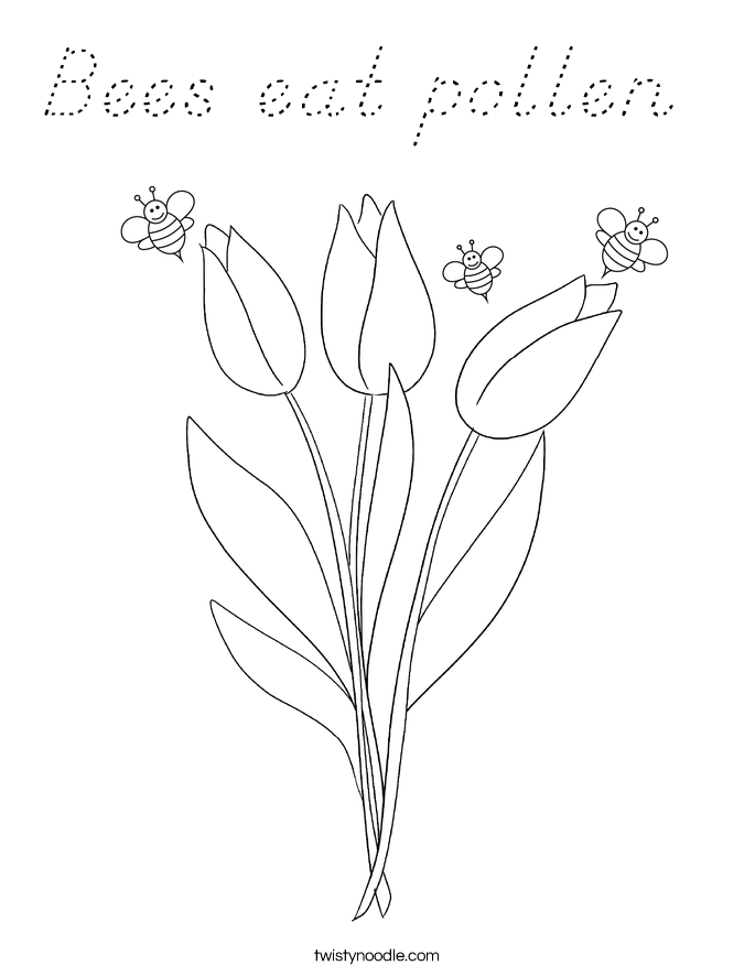Bees eat pollen  Coloring Page