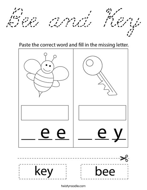 Bee and Key Coloring Page