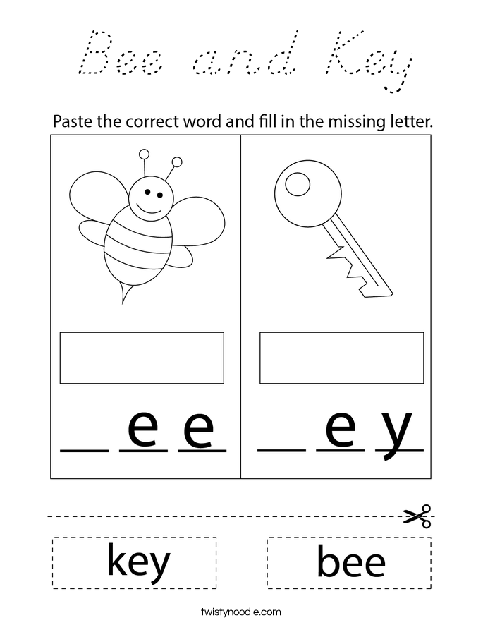Bee and Key Coloring Page