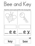 Bee and Key Coloring Page