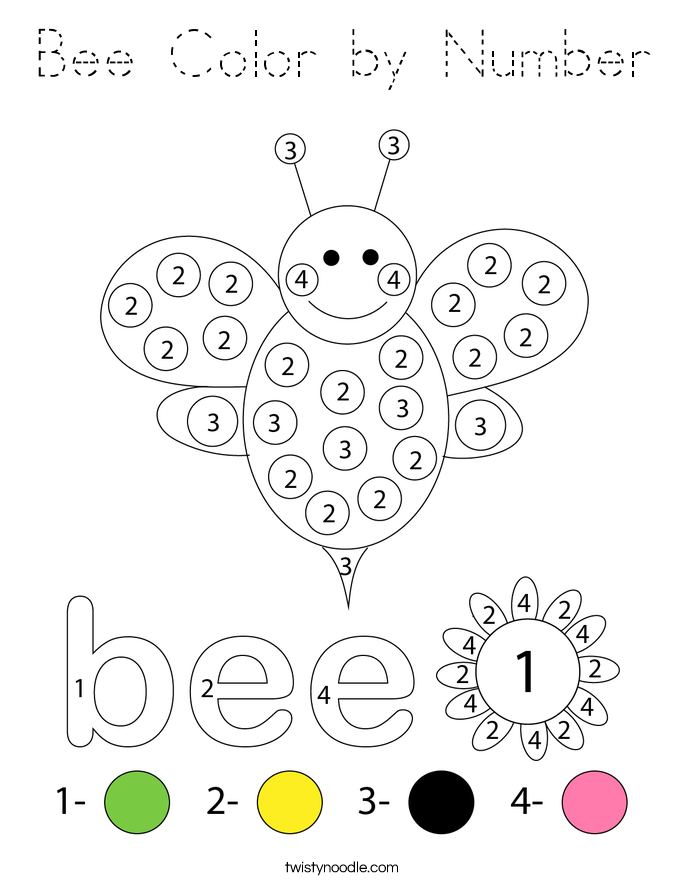 Bee Color by Number Coloring Page