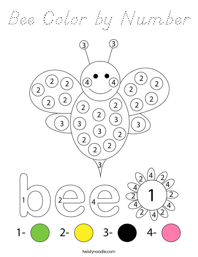 Bee Color by Number Coloring Page