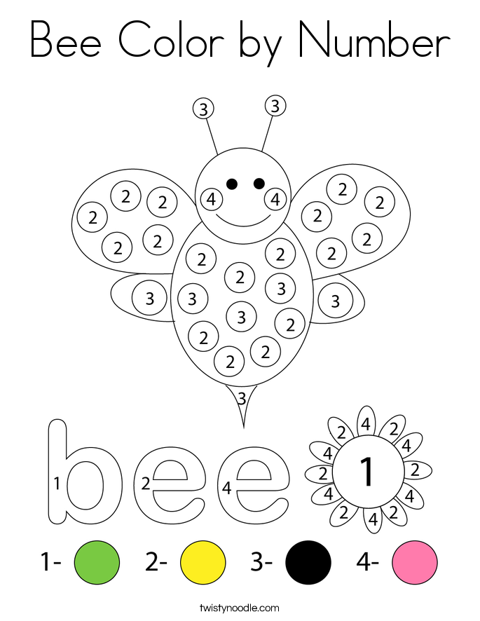 Bee Color by Number Coloring Page