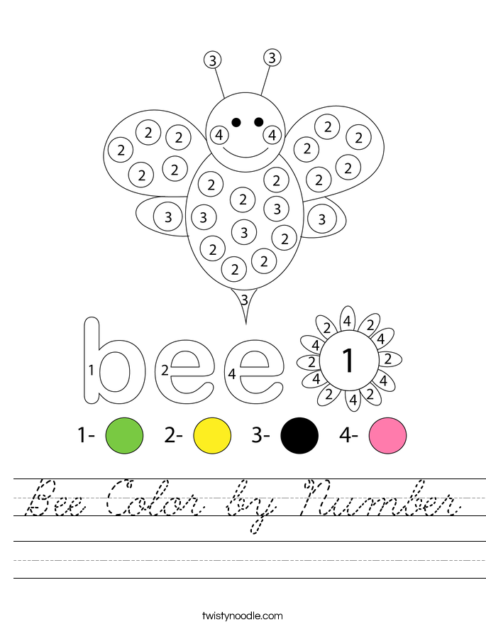 Bee Color by Number Worksheet