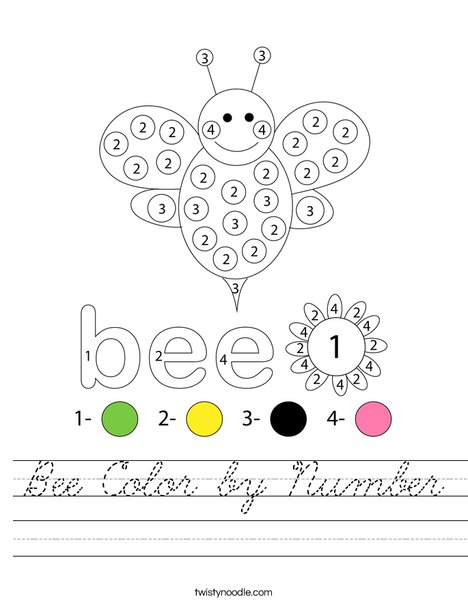 Bee Color by Number Worksheet