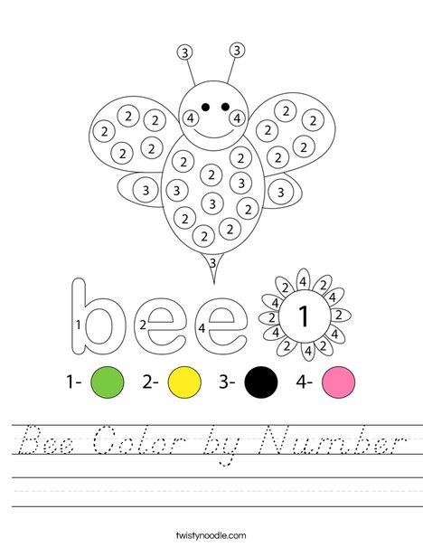 Bee Color by Number Worksheet