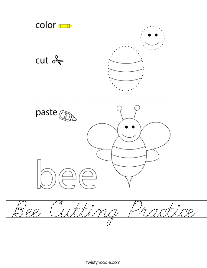 Bee Cutting Practice Worksheet