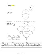 Bee Cutting Practice Handwriting Sheet