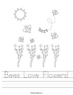 Bees Love Flowers Handwriting Sheet