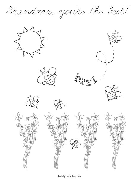 Bee kissing a flower Coloring Page
