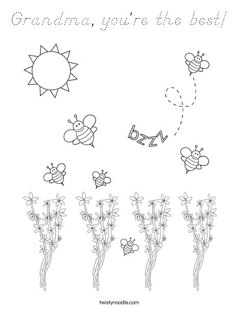 Bee kissing a flower Coloring Page