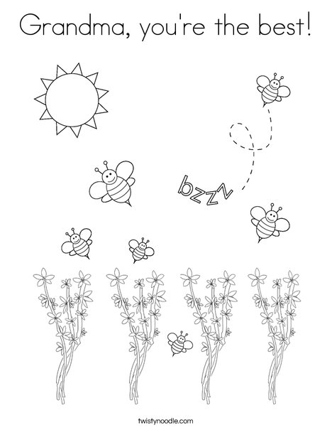 Bee kissing a flower Coloring Page