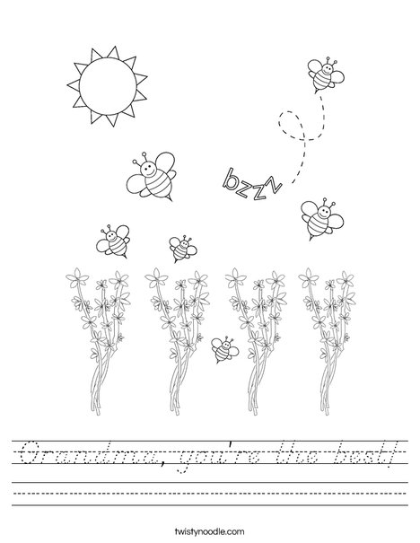 Bee kissing a flower Worksheet