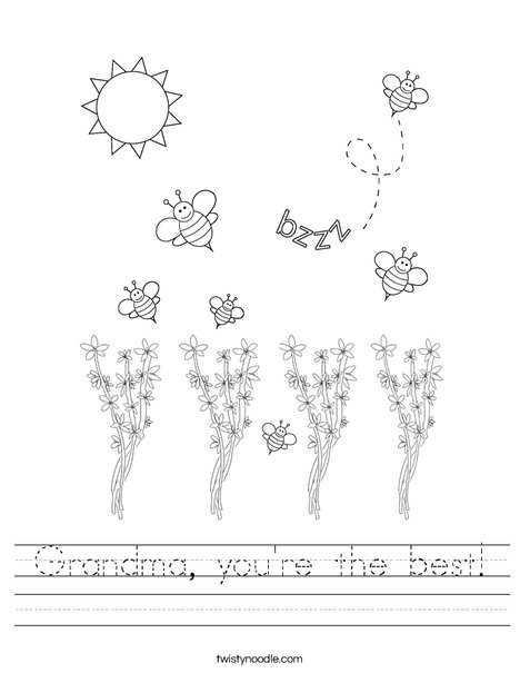 Bee kissing a flower Worksheet