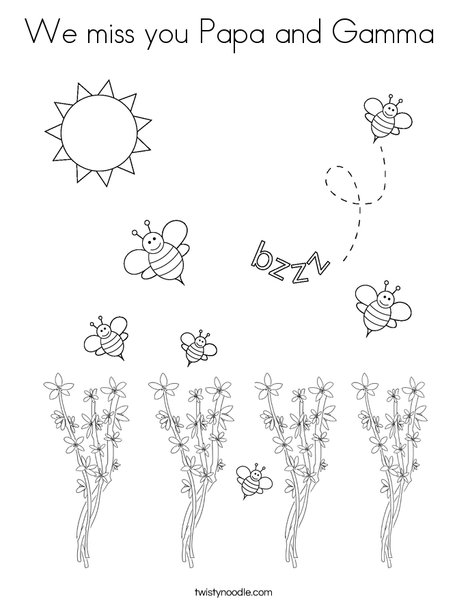 Bee kissing a flower Coloring Page