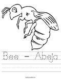 Bee - Abeja Worksheet