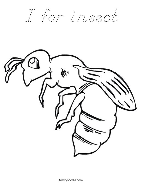 I for insect Coloring Page - D'Nealian - Twisty Noodle