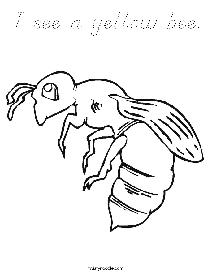 I see a yellow bee. Coloring Page