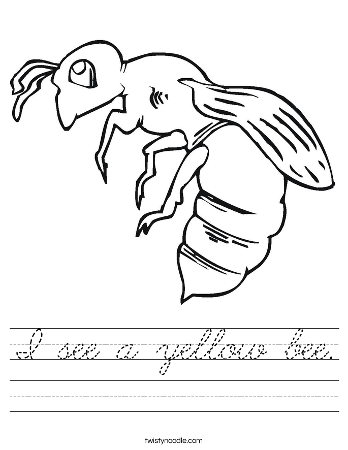I see a yellow bee. Worksheet