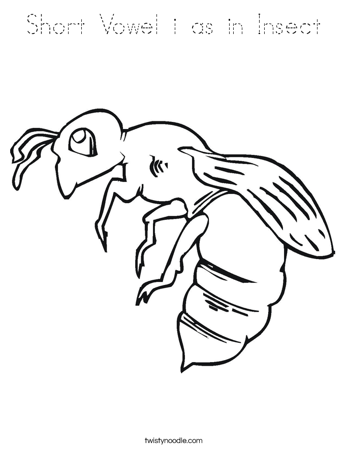 Short Vowel i as in Insect Coloring Page