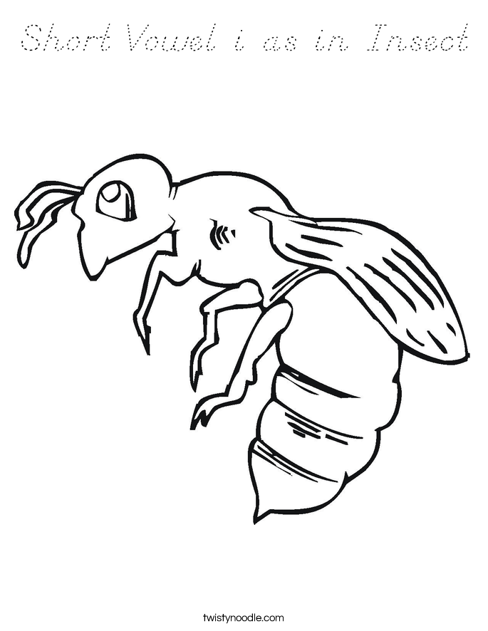 Short Vowel i as in Insect Coloring Page
