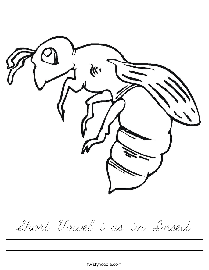 Short Vowel i as in Insect Worksheet