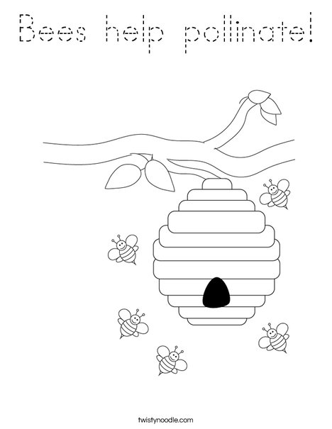 Beehive with Flowers Coloring Page