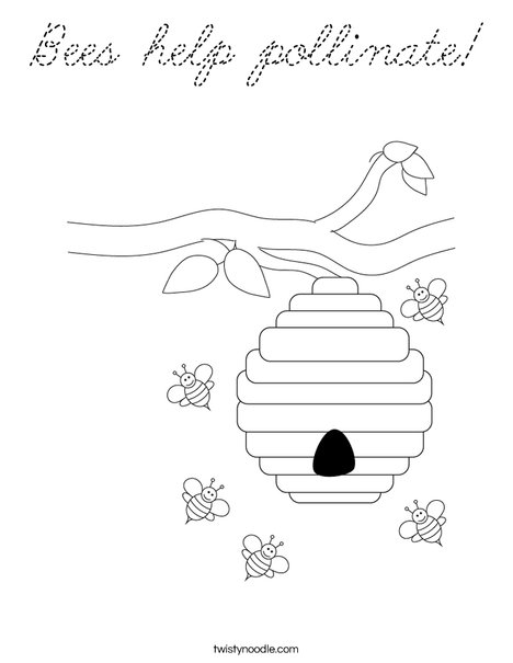 Beehive with Flowers Coloring Page