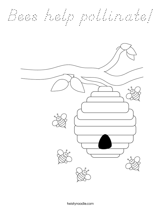 Bees help pollinate! Coloring Page
