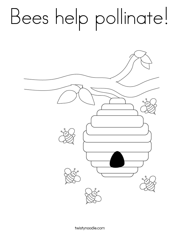 Bees help pollinate! Coloring Page