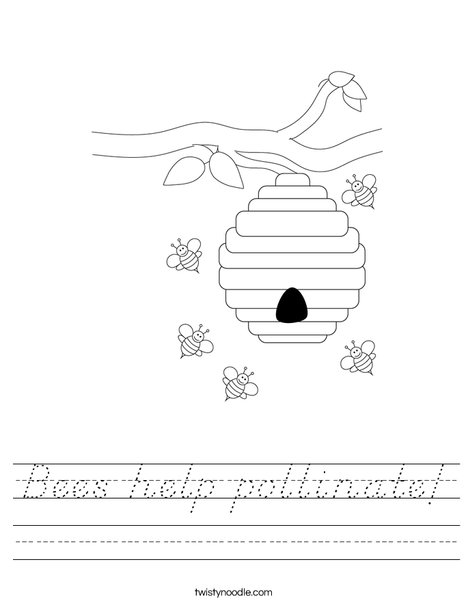 Beehive with Flowers Worksheet