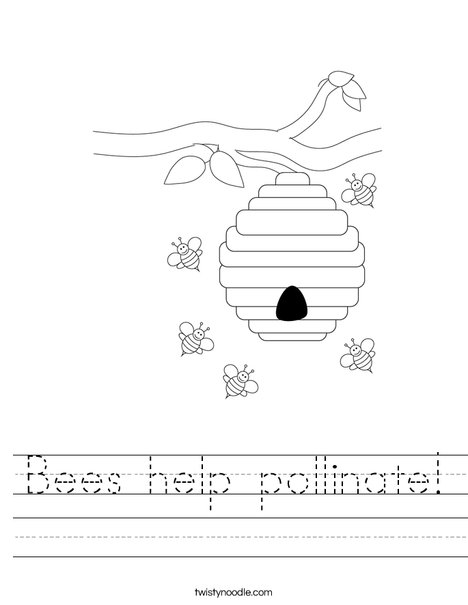 Beehive with Flowers Worksheet