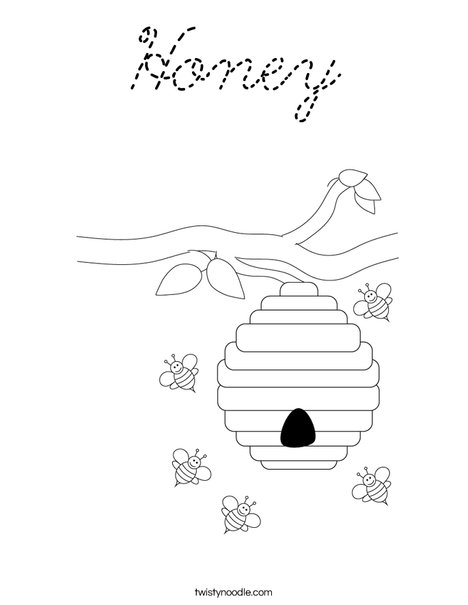Beehive with Flowers Coloring Page