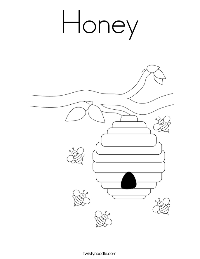 Apple And Honey Coloring Page Coloring - Honey 2 Coloring Page 