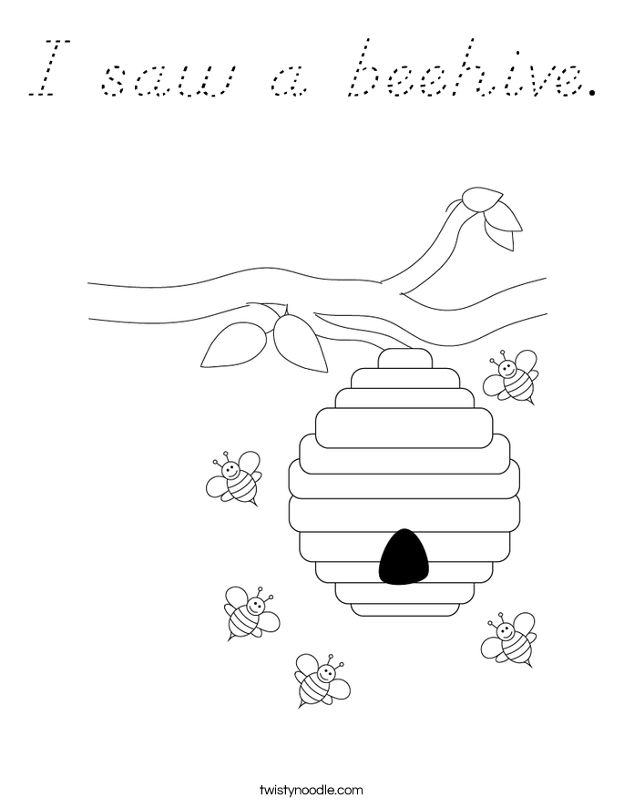 I saw a beehive. Coloring Page
