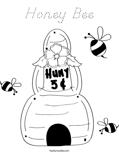 Beehive with buzzing bees Coloring Page
