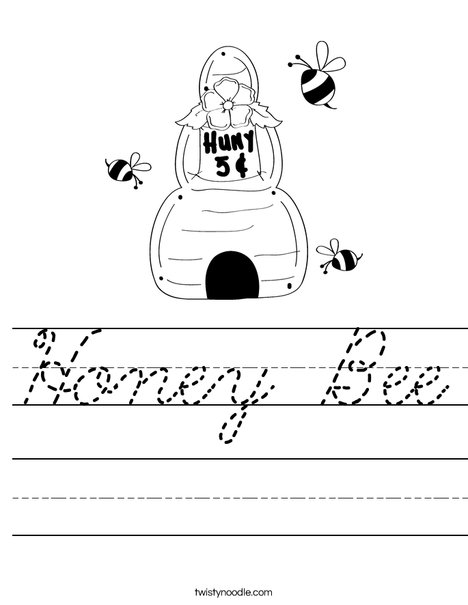 Beehive with buzzing bees Worksheet