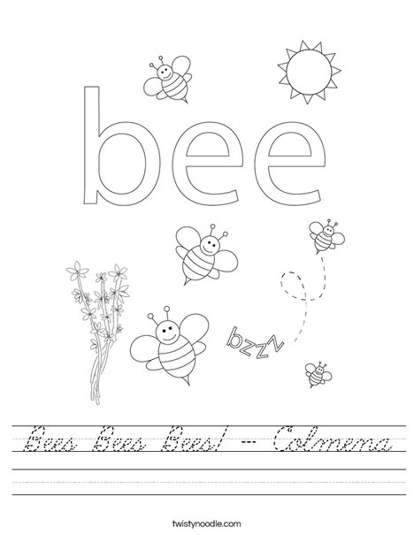 Beehive with honey bees Worksheet
