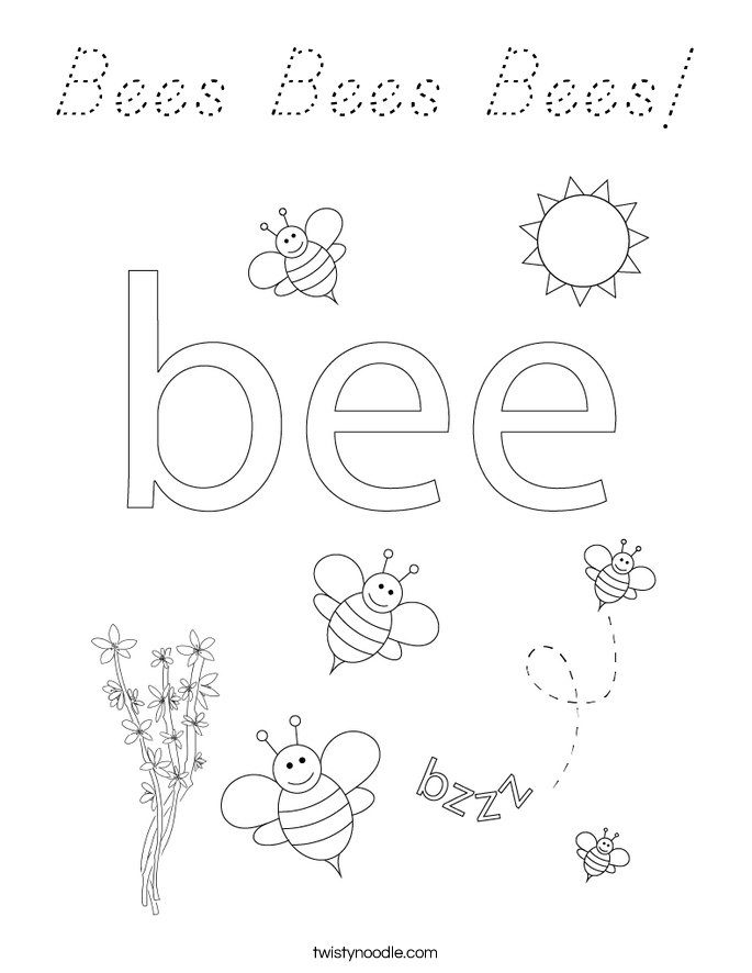 Bees Bees Bees! Coloring Page