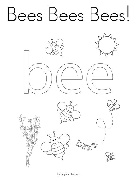 Bees Bees Bees Coloring Page Twisty Noodle