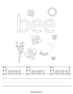 Bees Bees Bees Handwriting Sheet