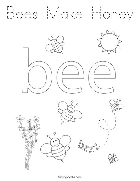 Beehive with honey bees Coloring Page