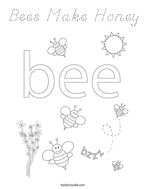 Beehive with honey bees Coloring Page