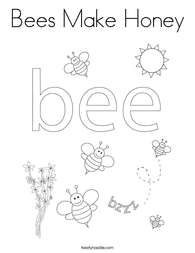 Bees Make Honey Coloring Page